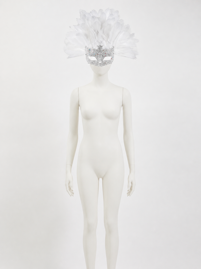 White Feather Masquerade Mask product view 21