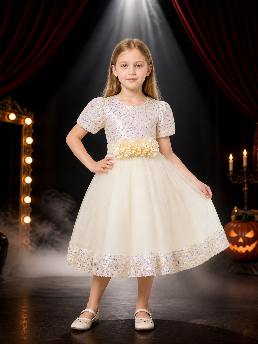 Baby Girls' Princess Party Dress with Sequin Bodice and Tulle Skirt Costume Dresses detail 3