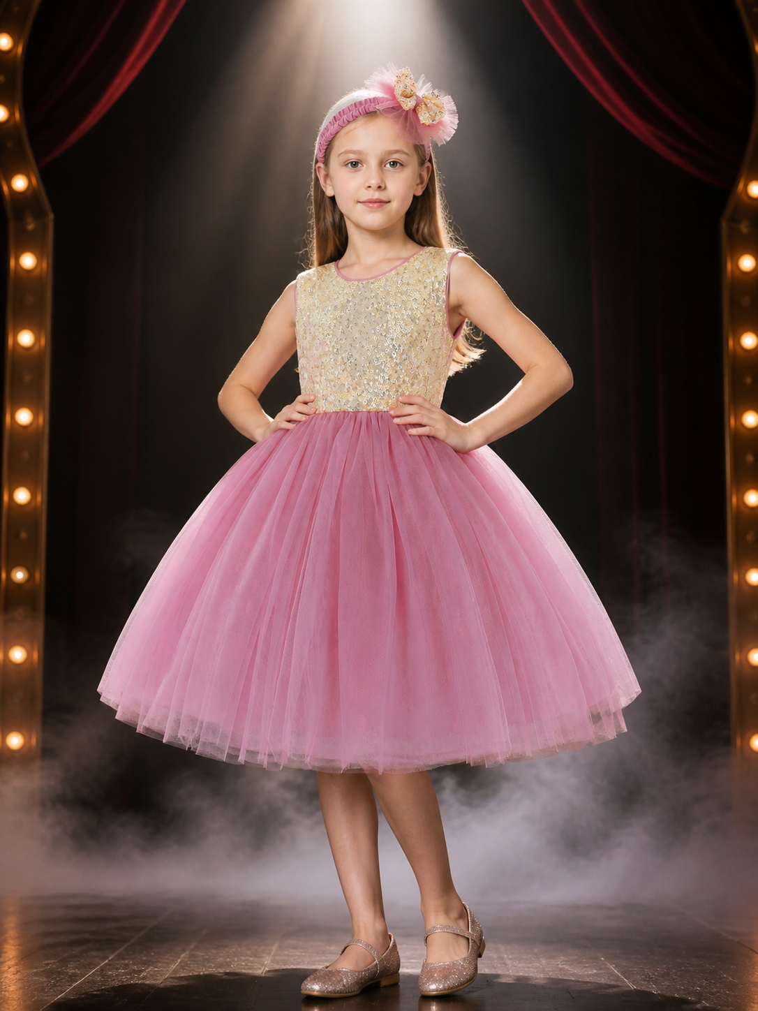 Girls' Sequin Princess Tulle Flower Girl Dress, Sleeveless A-Line Full Skirt Costume Dresses detail 3