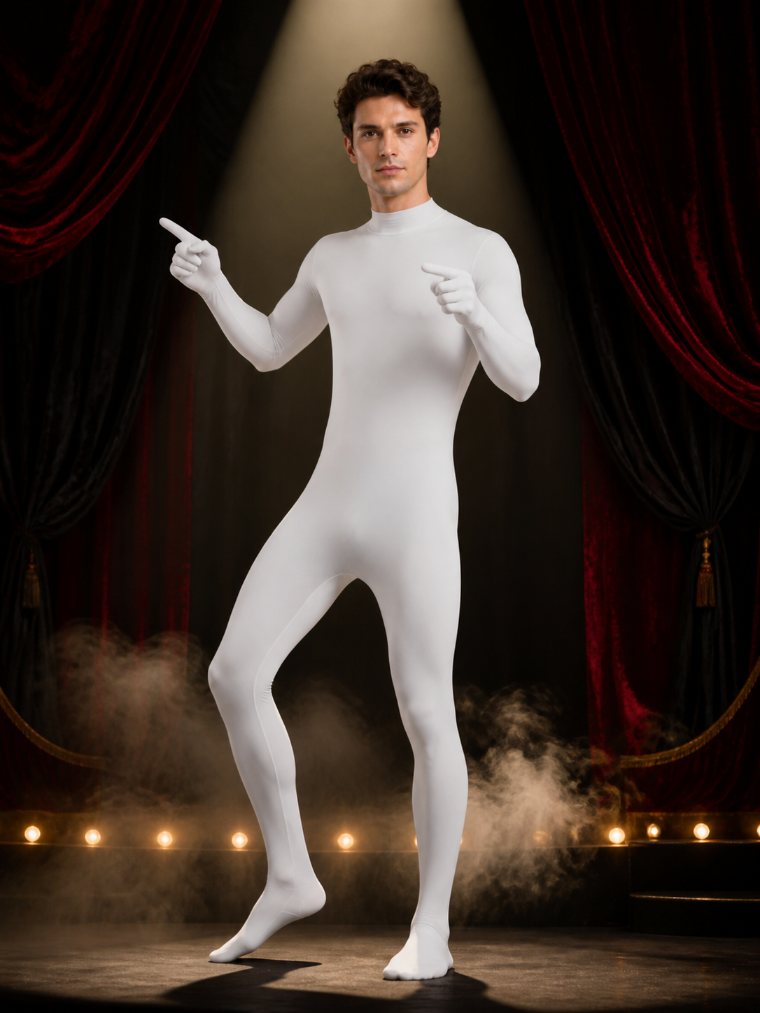 Adult White Invisible Man Full Body Suit Halloween Costume Costumes detail 3