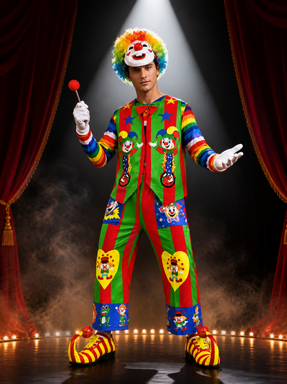 Rainbow Clown Jumpsuit Costume for Carnival and Stage