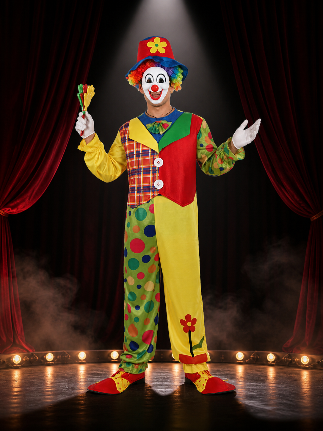 Printed Clown Jumpsuit for Cosplay and Carnival
