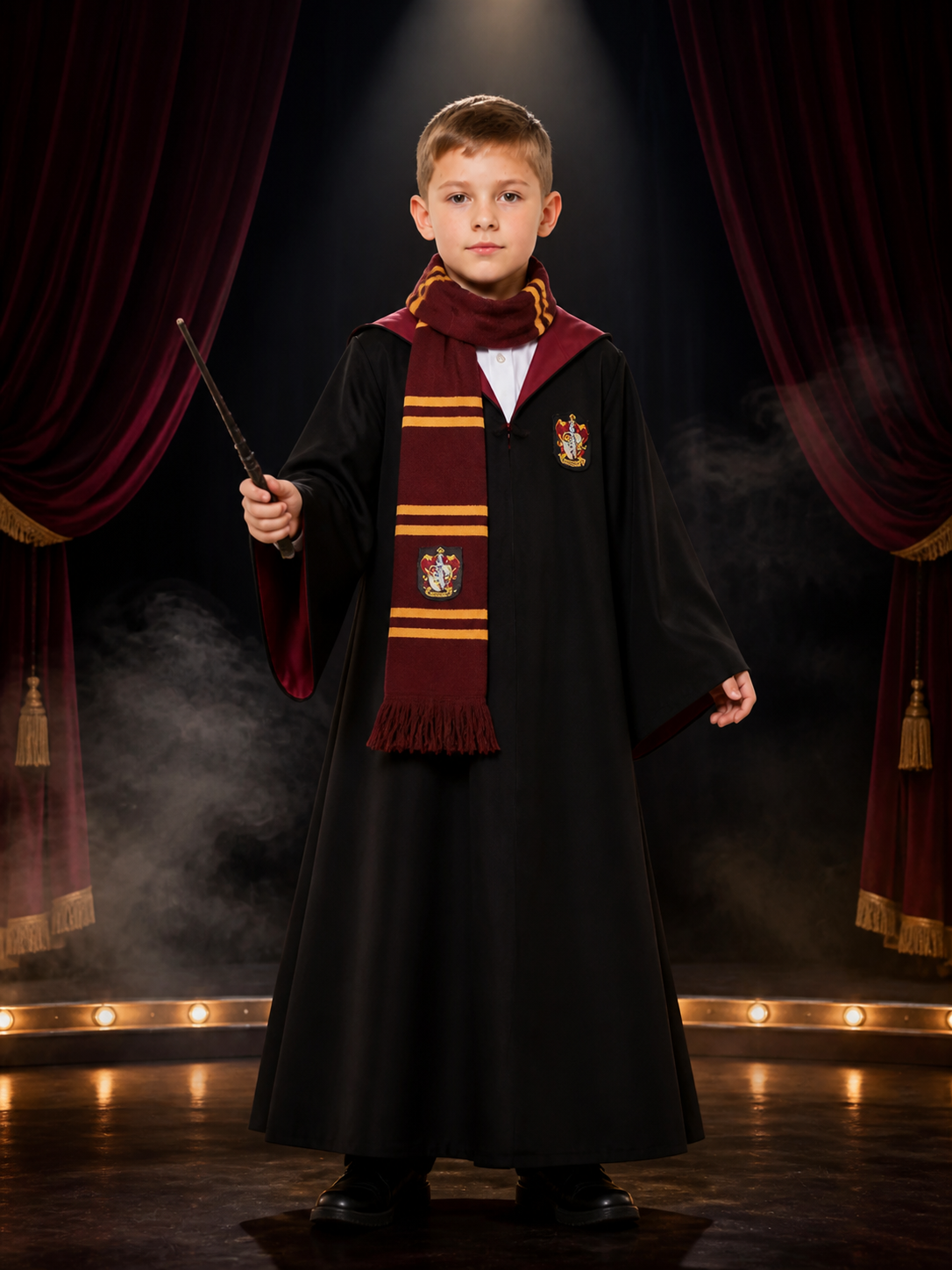 Hooded Wizard Robe Costume Set With Shirt And Striped Scarf Costumes detail 3