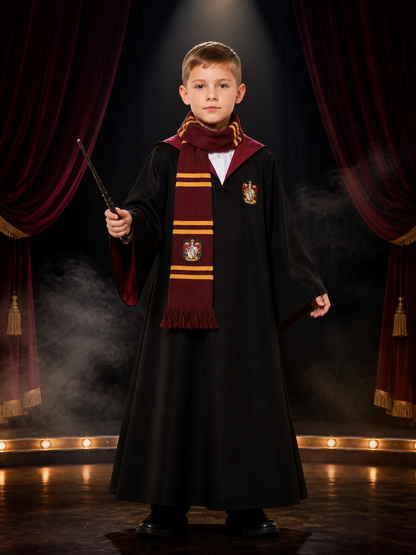 Hooded Wizard Robe Costume Set With Shirt And Striped Scarf Costumes detail 3