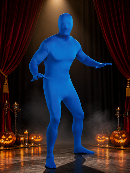 Blue Full Body Suit Costume with Hood - Invisible Man Cosplay Bodysuit Costumes detail 3