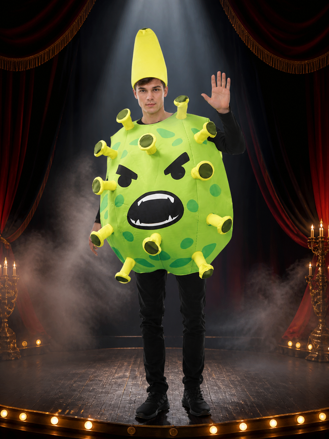 Green Inflatable Virus Costume Jumpsuit, Funny Halloween Party Outfit Costumes detail 3