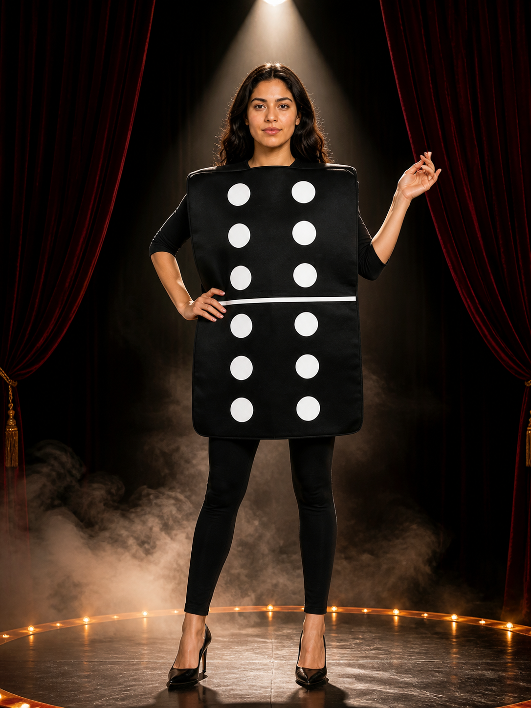 Adult Unisex Black And White Domino Costume, Oversized Sleeveless Halloween Costumes detail 3