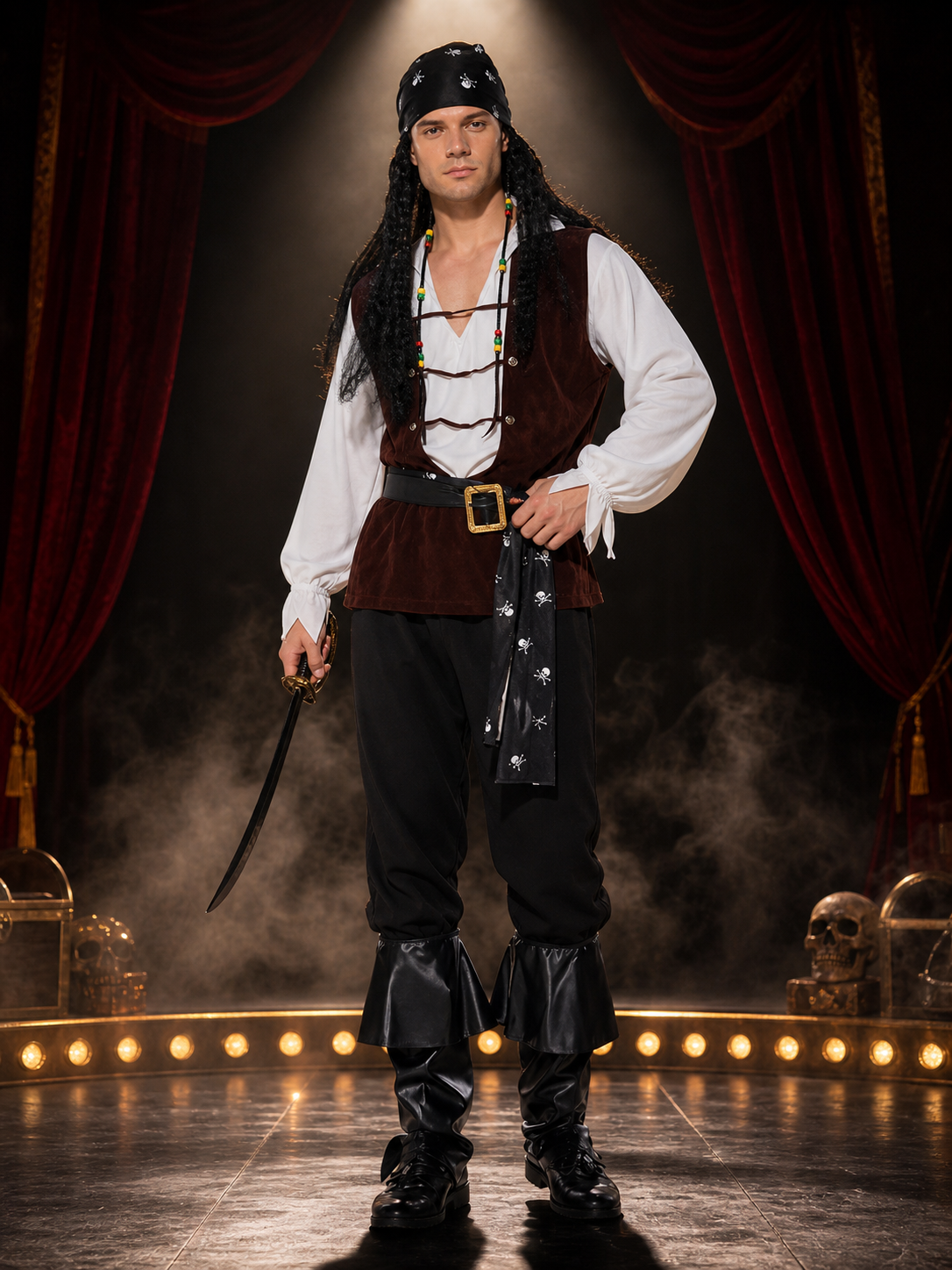 Pirate Cosplay Costume with Vest for Masquerades Costumes detail 3