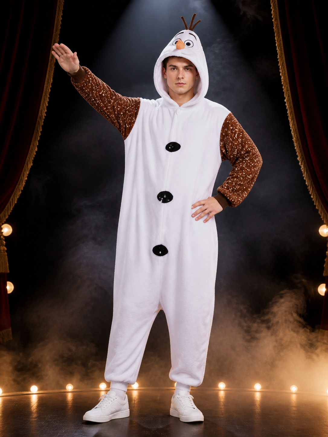 Snowman Character One-Piece Costume, Hooded Long-Sleeve Outfit Costumes detail 3