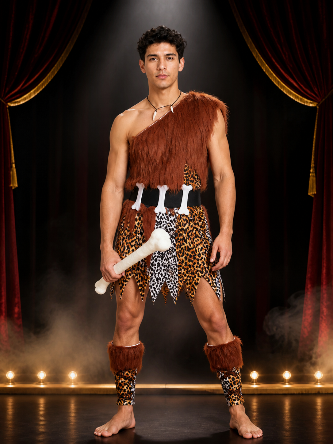 Tribal Chief Leopard Print Cosplay Jumpsuit Costumes detail 3