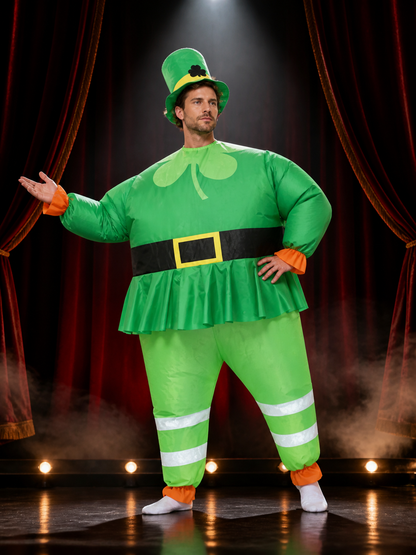 Inflatable Leprechaun Costume Set For Halloween - Includes Hat & Shoe Covers Costume Headwear detail 3