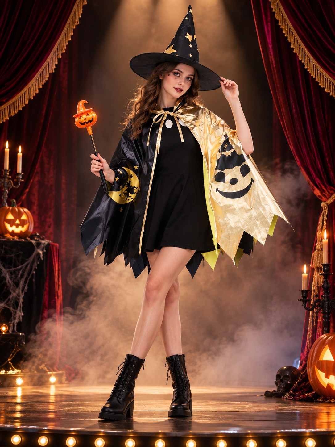 Kids' Witch Costume: Cape, Hat, Wand