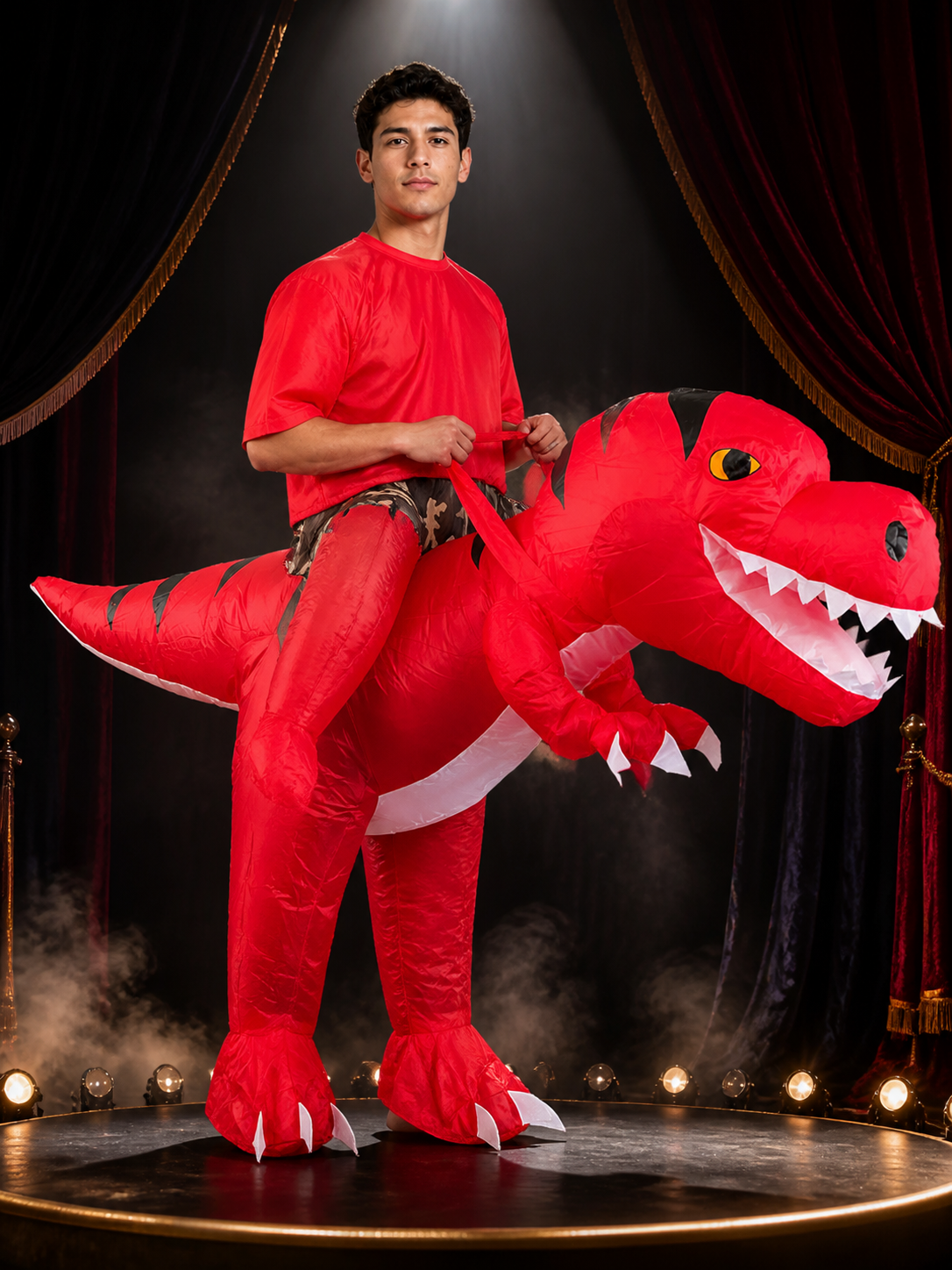 Riding T-Rex Dinosaur Inflatable Costume for Halloween Funny Party Costumes detail 3