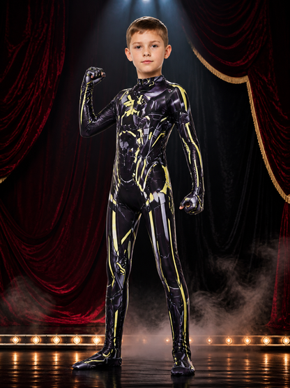 Kids' Black Iron Man Light-Up Full-Body Jumpsuit Costume Costumes detail 3