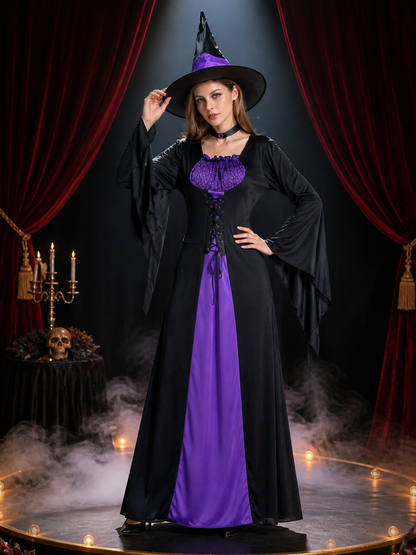 Witch Costume with Hat and Flared Sleeves for Halloween Costume Headwear detail 3