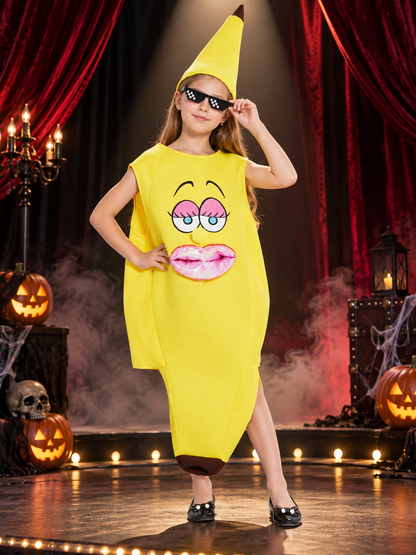 Yellow Banana Costume with Hat and Glasses