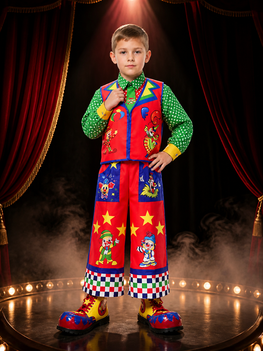 Circus Clown Costume Vest and Pants for Masquerades Costumes detail 3