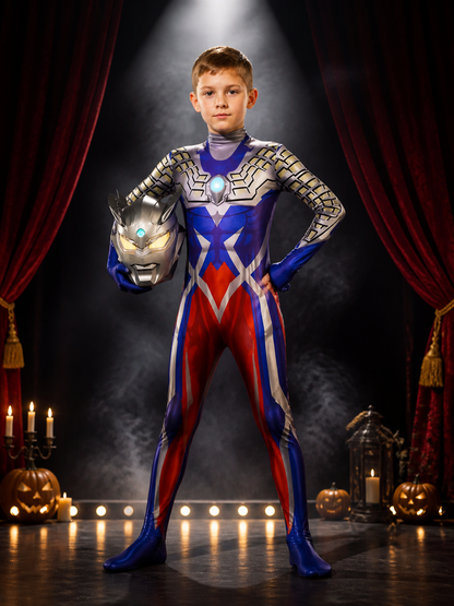 Unisex Ultraman Bodysuit Costume Set with Helmet, Light-Up Chest and Cape Costume Capes detail 3
