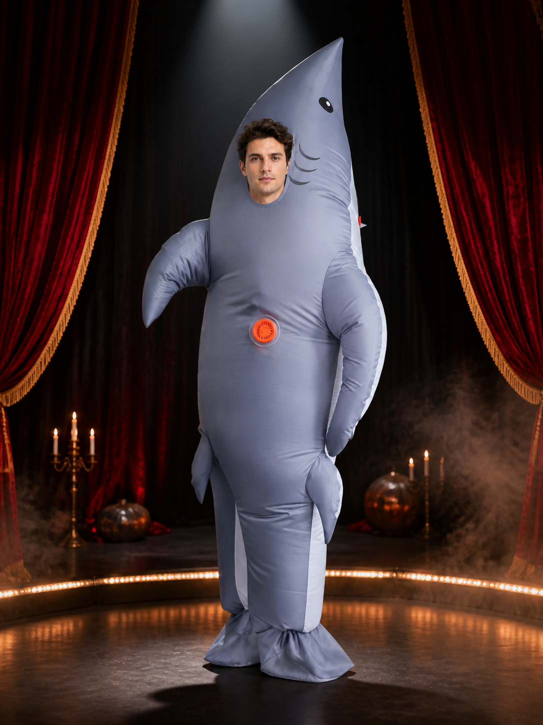 Gray Shark Inflatable Costume for Halloween, Funny Shark Suit with Fins and Tail Costumes detail 3