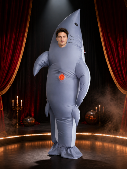 Gray Shark Inflatable Costume for Halloween, Funny Shark Suit with Fins and Tail Costumes detail 3