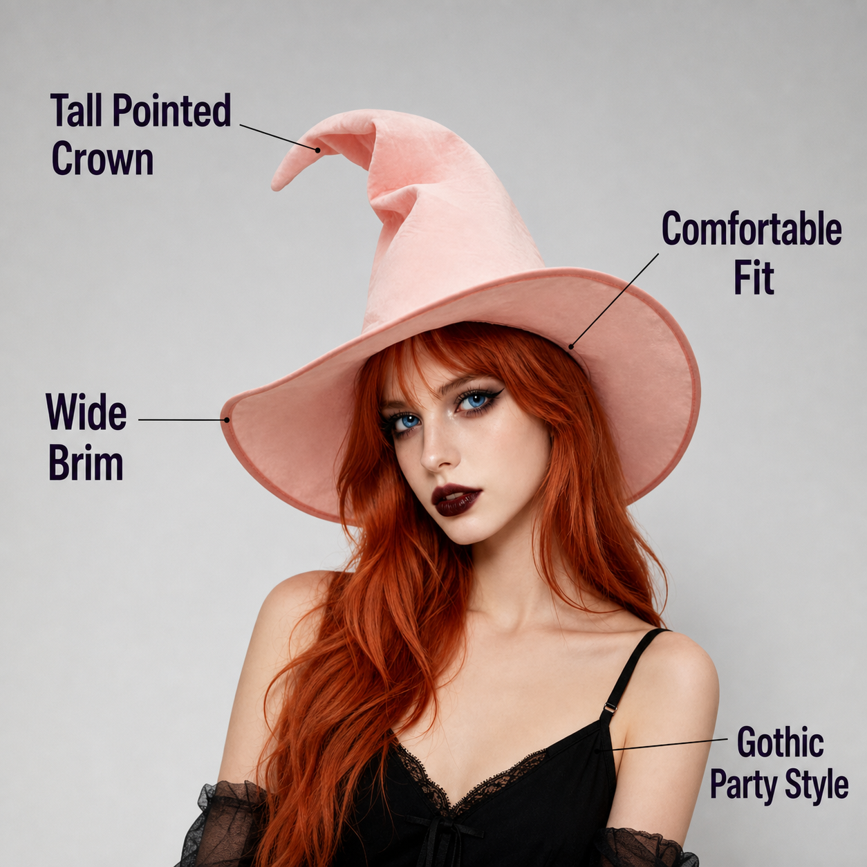 Light Pink Witch Costume Hat