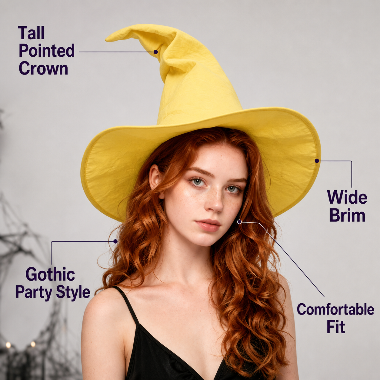 Yellow Witch Costume Hat for Halloween