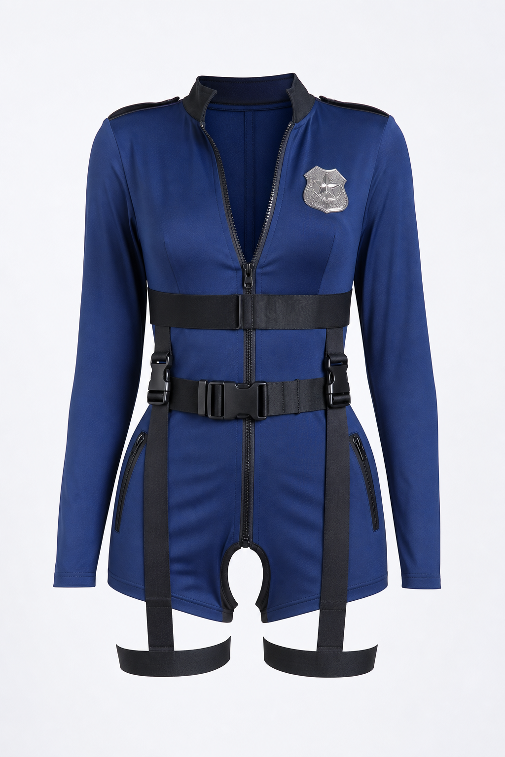 Blue zip-up costume for carnivals and parties