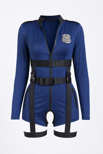 Blue zip-up costume for carnivals and parties