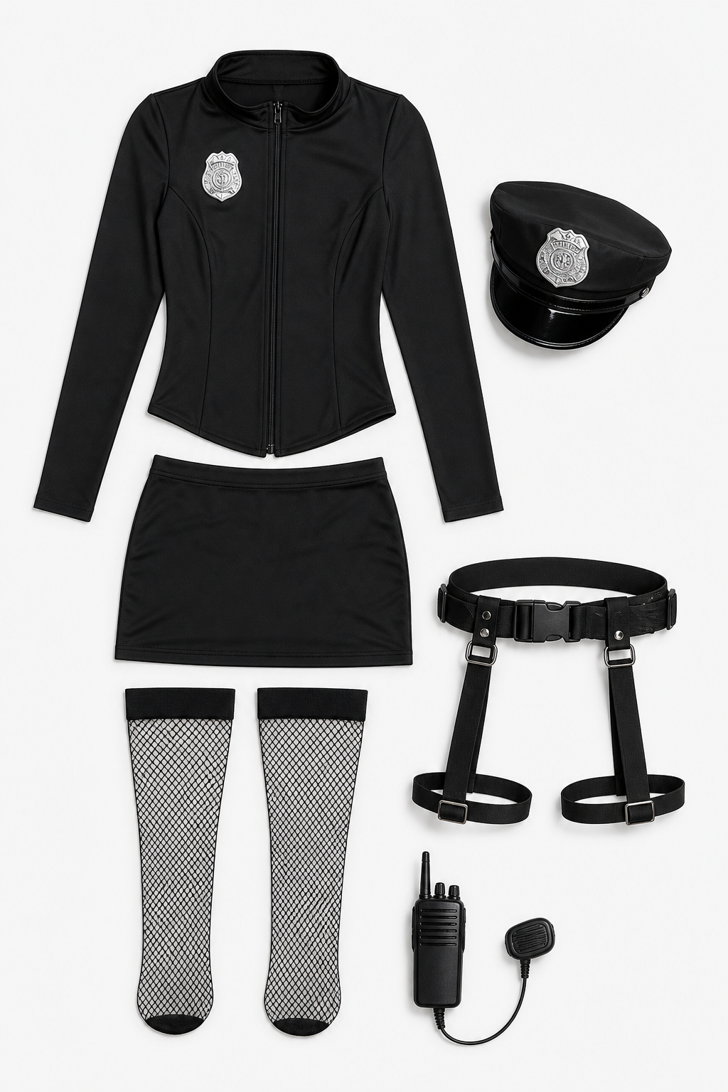 Black Carnival Costume with Fishnet Stockings