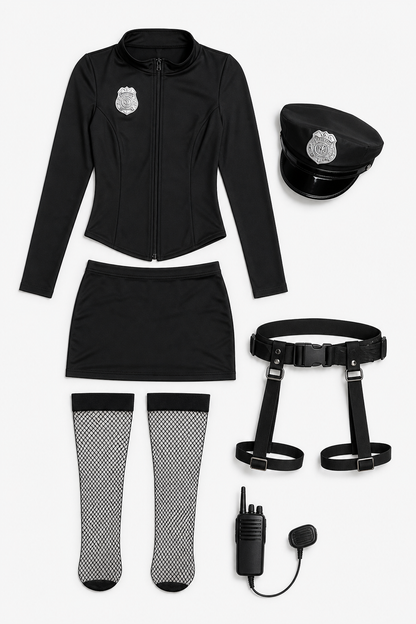 Black Carnival Costume with Fishnet Stockings