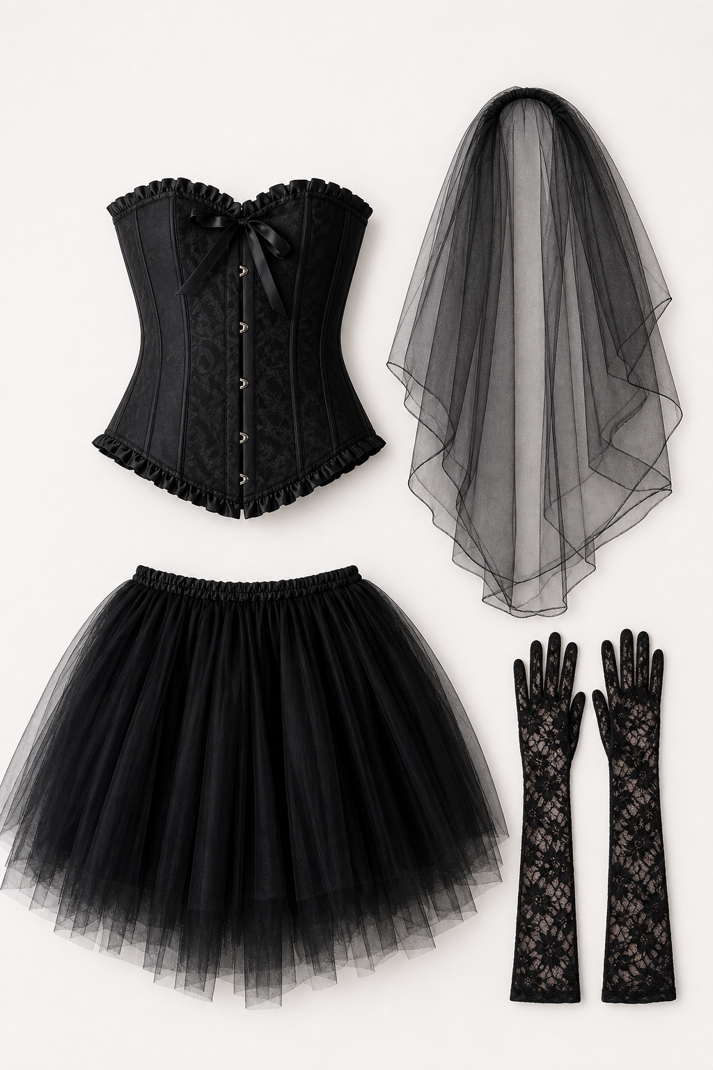 Black corset and tulle skirt masquerade costume