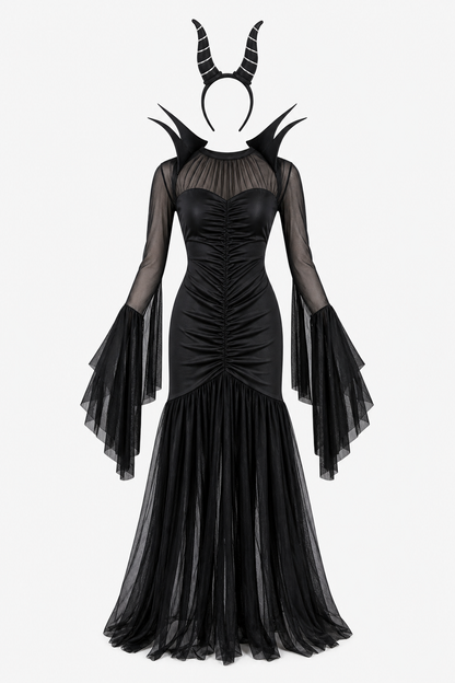 Black Two-Piece Devil Costume for Halloween