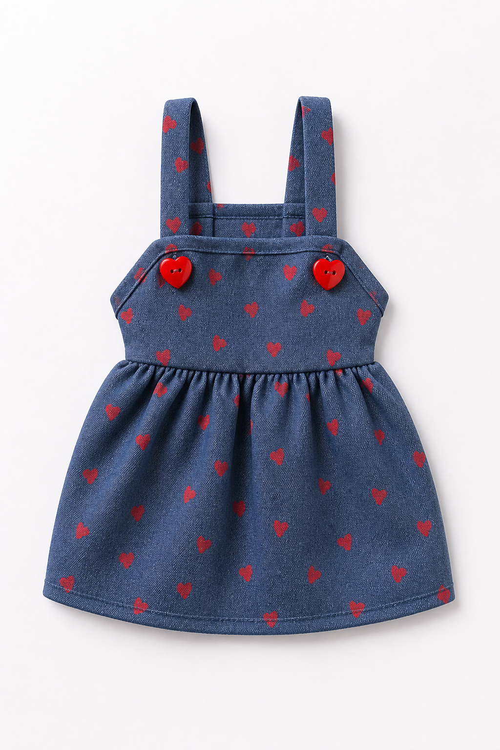 Dog Dress with Heart Print and Straps