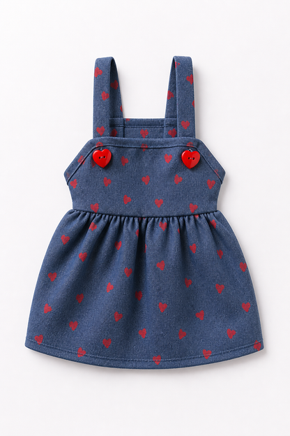 Dog Dress with Heart Print and Straps