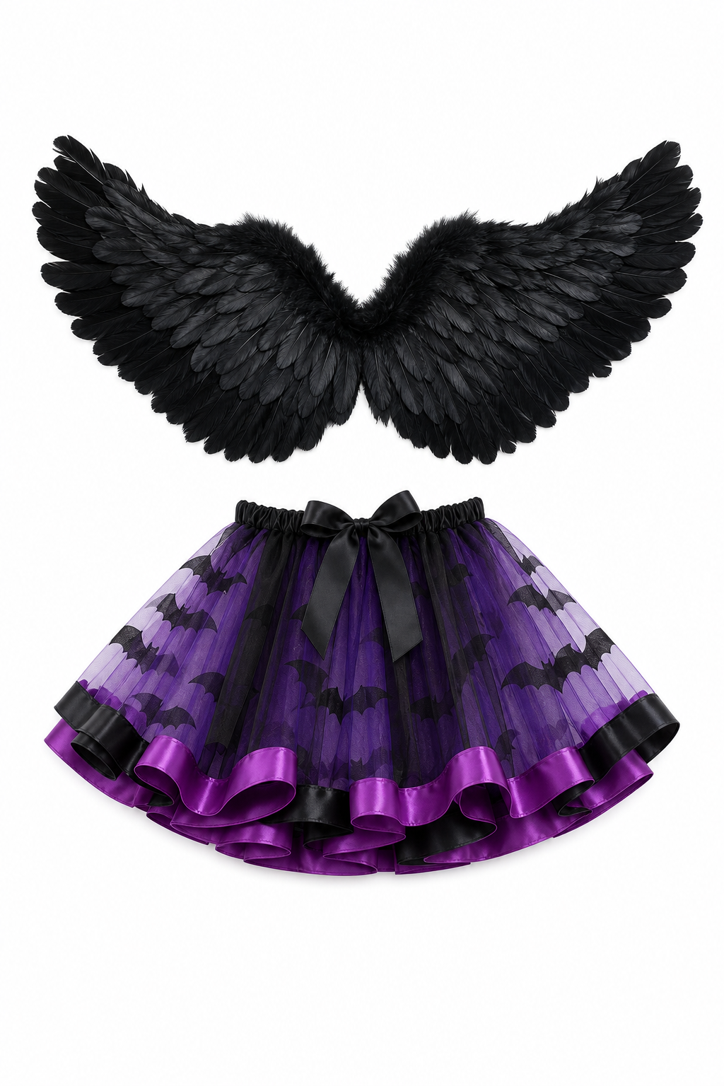 Carnival Costume with Wings and Plush Skirt