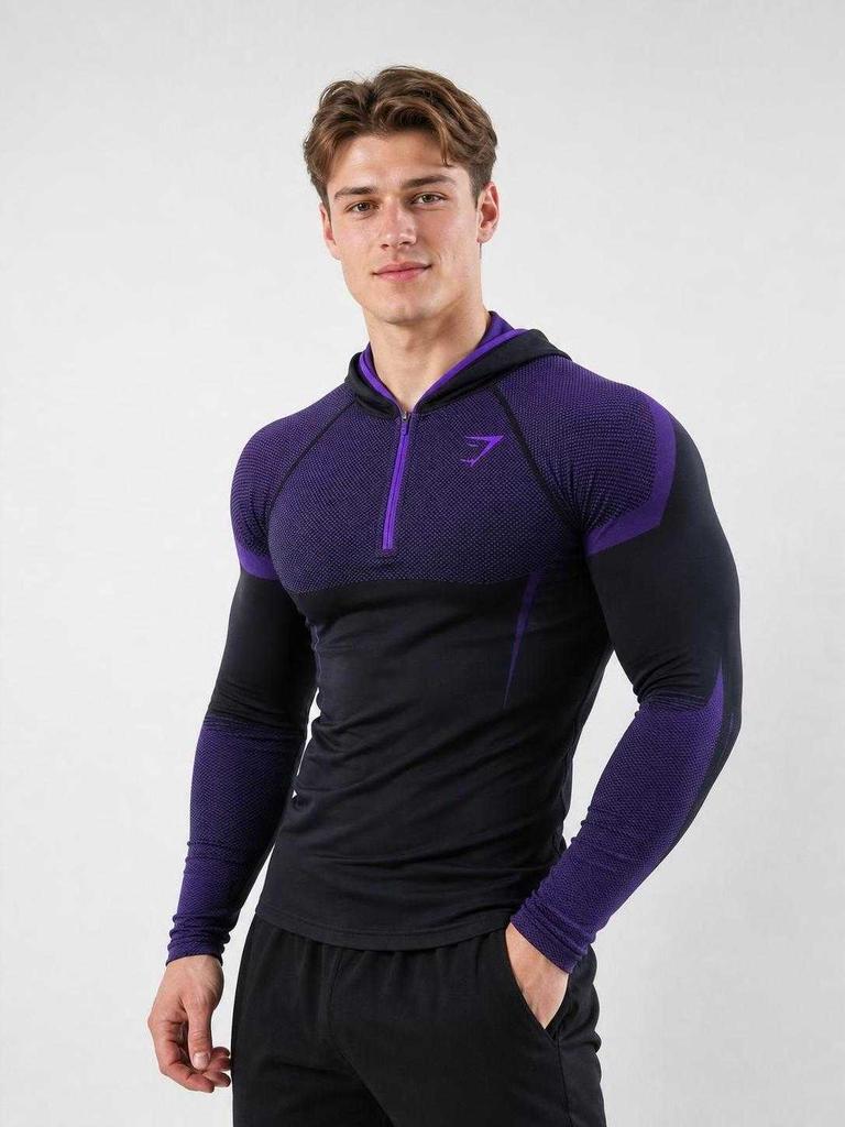 Black athletic hoodie with zipper for fitness