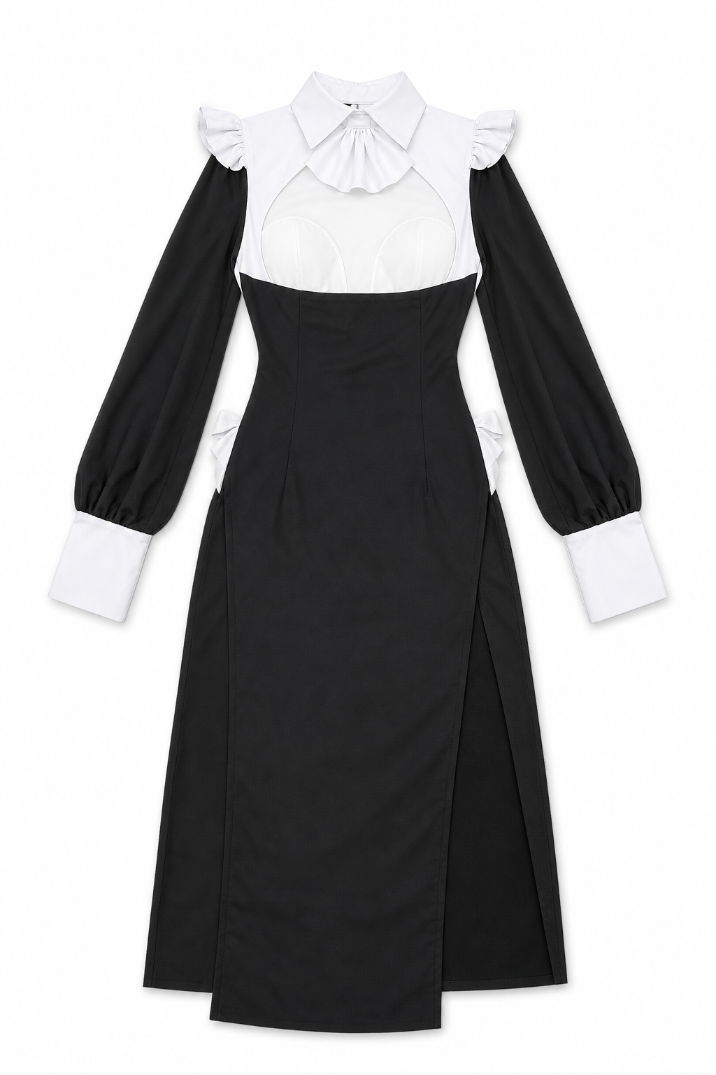 Black-and-White Nun Costume with Long Sleeves for Halloween