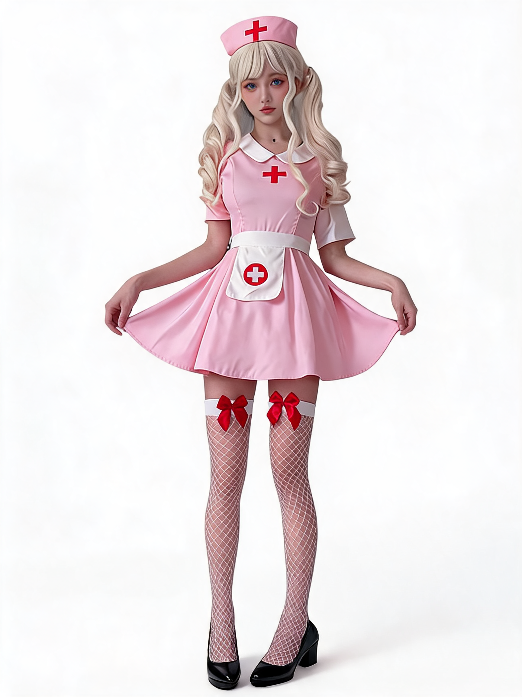 Black-and-White Nurse Costume Dress for a Masquerade