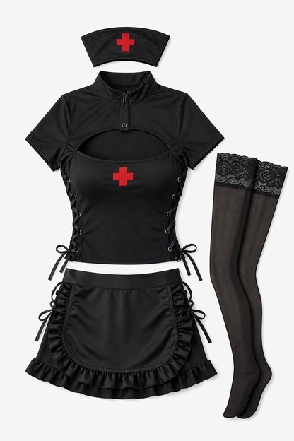 Black Nurse Costume for Halloween Masquerade