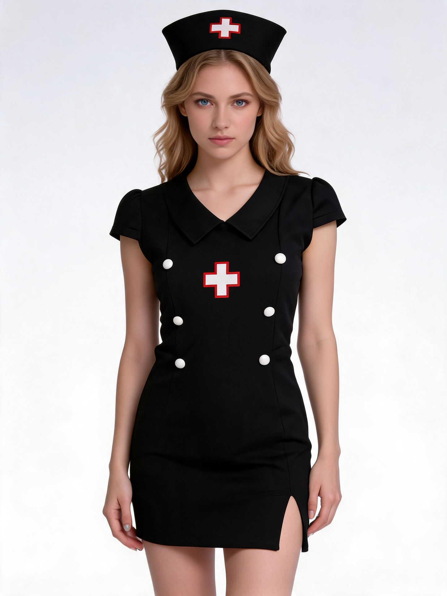 Black Nurse Costume with Cap