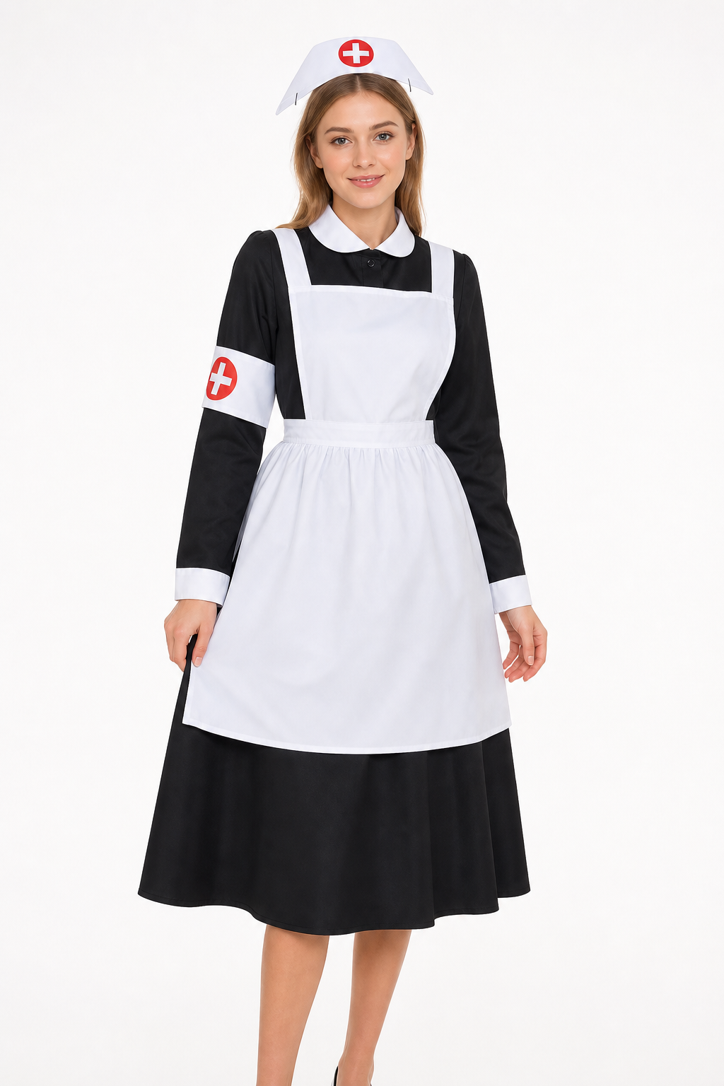 Nurse Costume Carnival Set with Apron and Cap