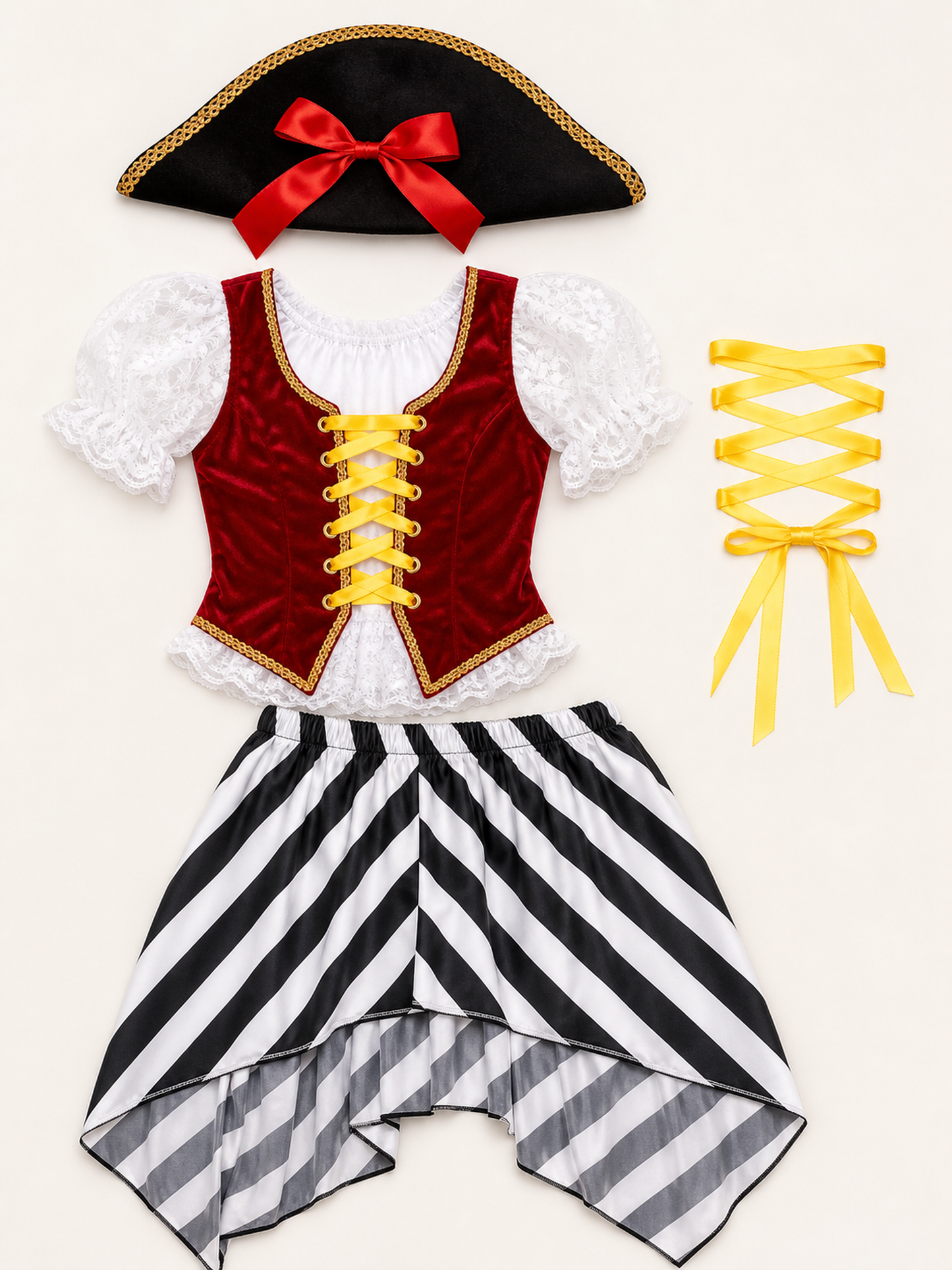 Women's Pirate Costume with Tricorn Hat for a Party