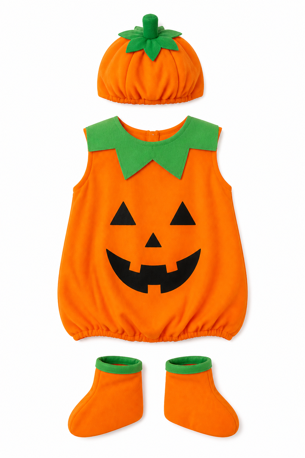 Kids' Pumpkin Halloween Costume, 3 Pieces