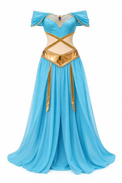 Sky Blue Princess-Style Dress for Carnival and Party