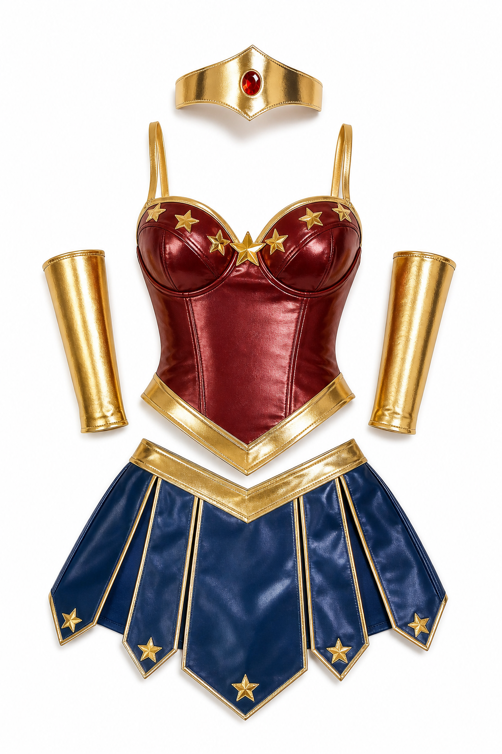 Superheroine Carnival Costume with Corset and Tiara