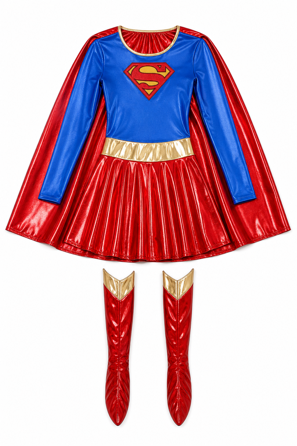 Superman Costume with Cape and Leg Warmers for Halloween
