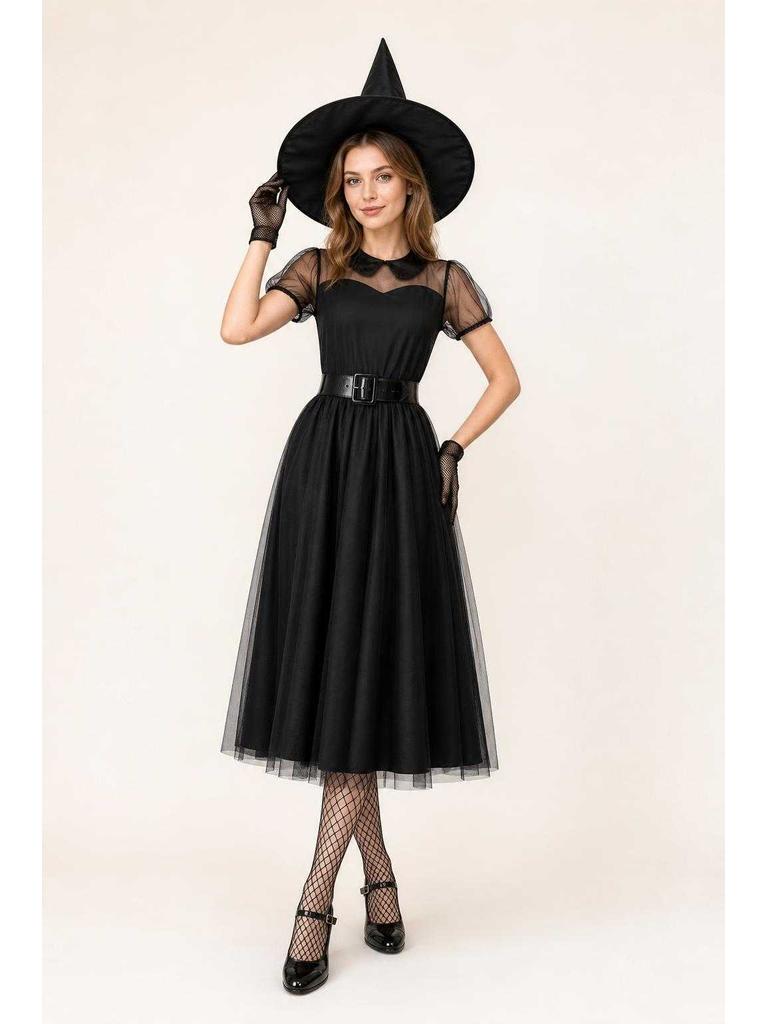 Halloween Witch Dress with Hat and Gloves