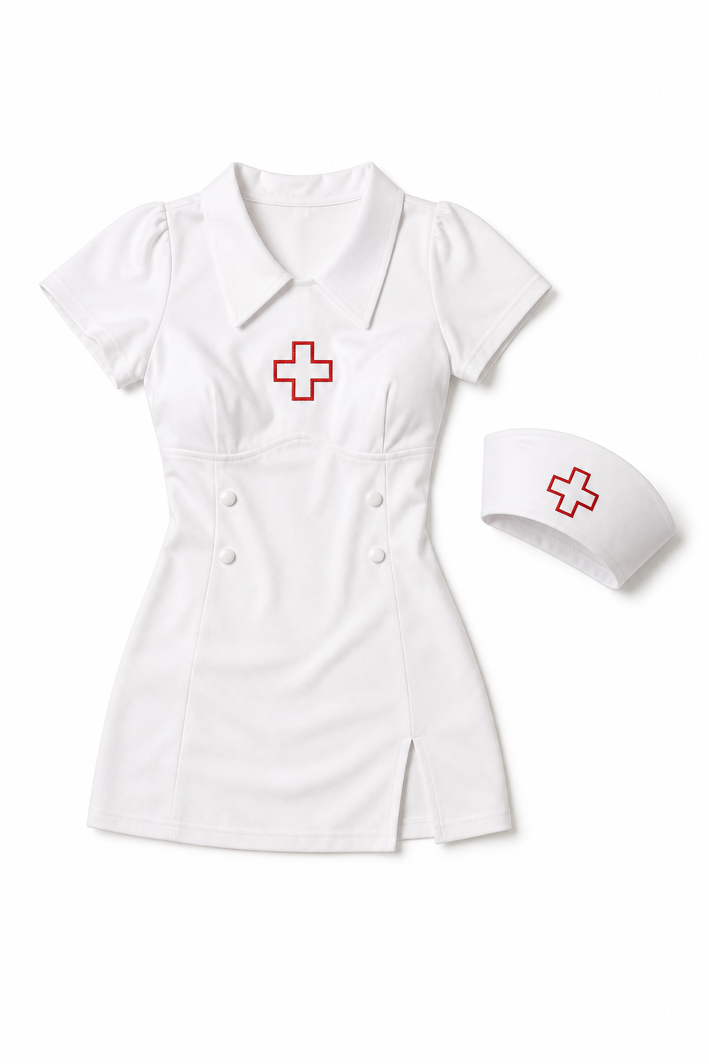 Halloween White Nurse Costume with Cap
