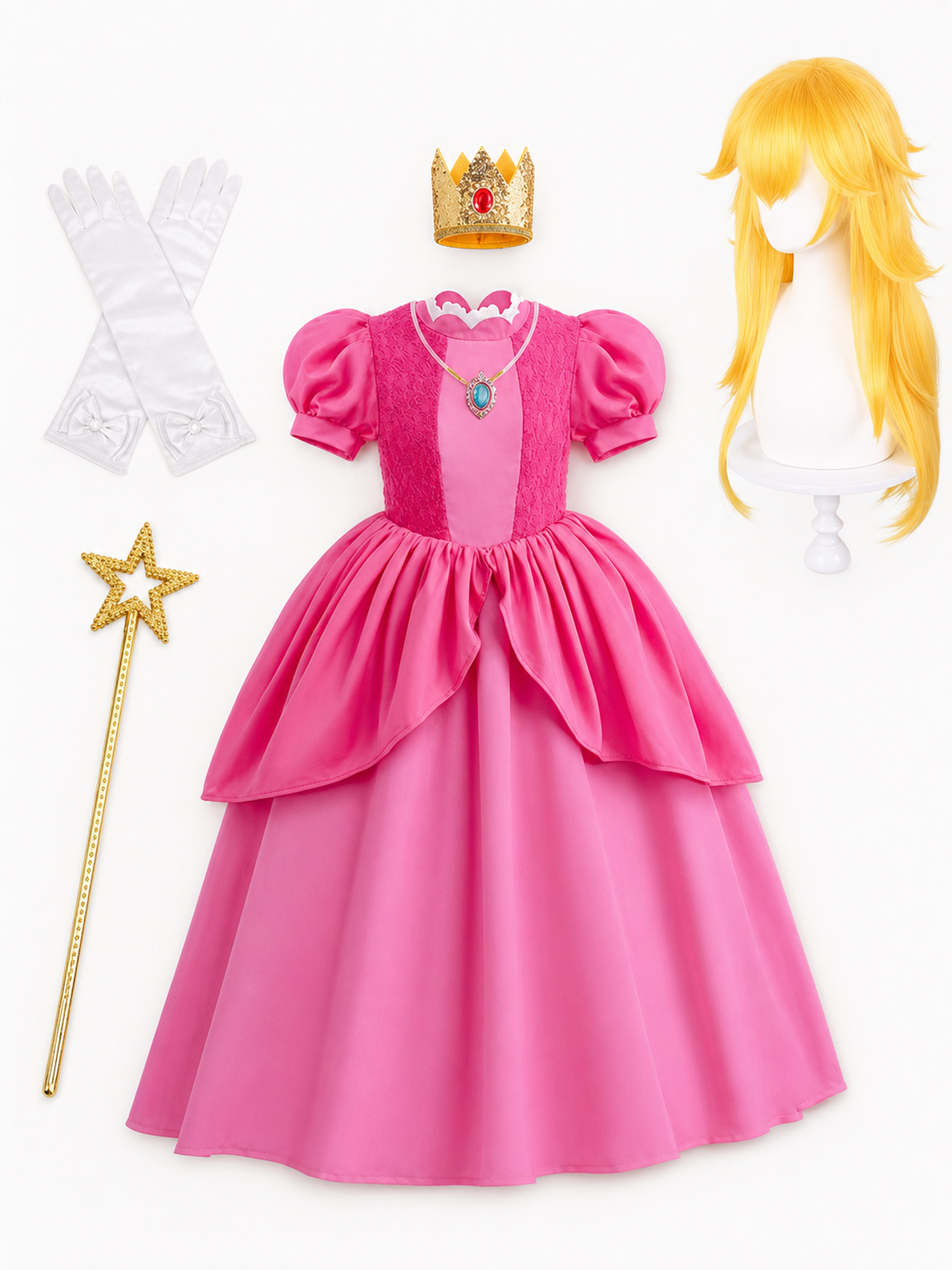 Children's Princess Dress with Crown and Wand