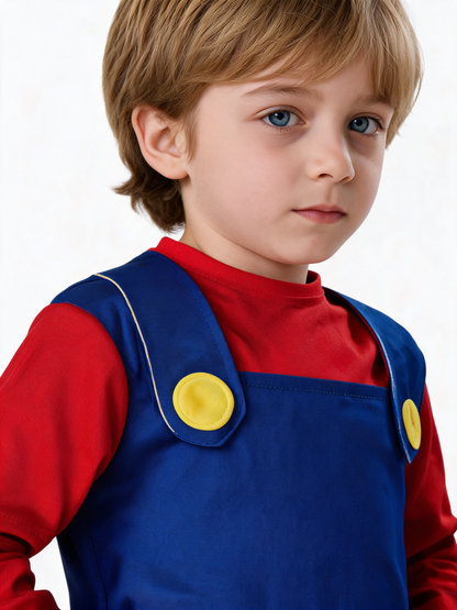 Red kids' carnival costume in a video game style